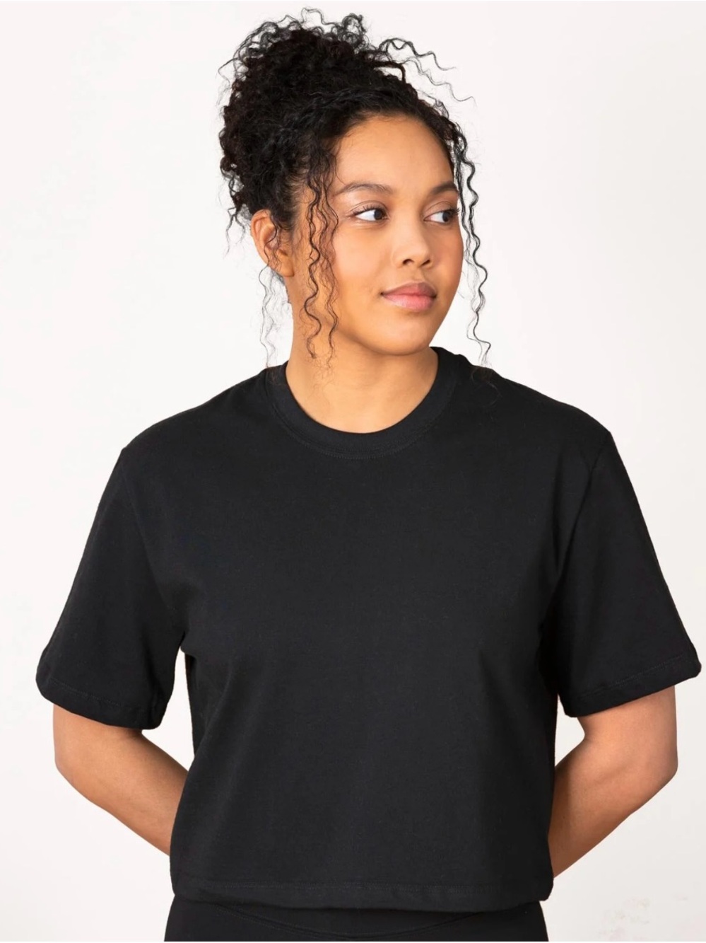 Good For Sunday Women's Classic Black Cropped Tee Size L 100% Organic Cotton